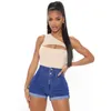 women short jeans cuffs slim high waist denim short pants Lady shorts Mini sexy high Elastic high quality free shipping