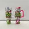 Ny jul Grinch 40oz Car Cup handtag Cup Ice Bullion Cup 304 Rostfritt stål Vakuumkopp