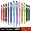 50 Pcs Metal Business Ballpoint Universal Drawing Touch Screen Stylus Pen Custom School Office Supplies Free Engraved Name 231220