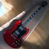 SG electric guitar, rosewood fingerboard, chrome hardware, transparent red, 2 pickups, solid mahogany body guitar, Free Shipping