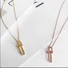 Brand de créateur Tiffays 925 Sterling Silver en U en forme de bambou Chaîne de liaison pendentif collier collier femme rose rose luxe luxe polyvalent mode simple