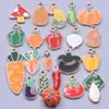 Charms 21Pcs Vegetable Series Alloy Enamel Cute Pendant For DIY Earring Necklace Bracelet Jewelry Ornament Metal Accessory Party