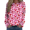 Damen Tanks Frühling und Herbst Freizeit Mode Valentinstag Print Langarm T-Shirt Tops Shirttail 2x Tunika für Damen