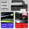 Nouvelles lanternes portatives en plein air LED projecteur portable patrouille lumière USB rechargeable avec éclairage latéral lumière forte lampe de poche longue portée