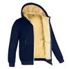 メンズフーディーズスウェットシャツ冬のラムズウールジッパー高品質のフリースジャケットプラスサイズ厚い暖かいジャケットソリッドカラー男性用のフード付きコート231219