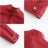 Faux Leather Jacket Women 2023 Autumn Spring Women's Moto Biker Zipper Red Black Coat Outerwear Brown XS Purple Navy 240105