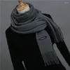 Шарфы, однотонный кашемировый шарф для мужчин, зимний теплый шейный платок из пашмины, темно-синий, черный, серый, мужские деловые мужские шали Bufandas