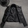 Läderjacka kvinnor pu mode svart kort kappa hösten slim lapel motorcykel toppar casual faux päls jackor för 231220