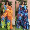 Women's Two Piece Pants Fashion 2pcs Matching Sets African Dresses For Women Chiffon Print Long Abaya Loose Trousers Pantsuit Vestidos