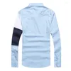 Mäns casual skjortor 2023 Faconneble Solid broderi 1951 Patchwork Sleeve Business Man Blus Camisa Masculina Homme Tops