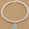 Charm Bracelets S925 Sterling Silver beads chain bracelet with enamel grenn pink heart for women and day gift jewelry331K