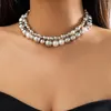 Choker Ingesight.Z 2st/Set Vintage Imitation Pearl Necklace For Women Punk Silver Color CCB Ball Beads Hip Hop Jewelry