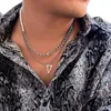 Collane con ciondolo Spilla Hip Hop Collana triangolare Uomo Trendy Semplice Moda Catena cubana Punk Clavicola Accessori per gioielli Regalo