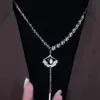 Tiktok Fan Shaped Crystal Necklace for Women in Autumn and Winter Small Group Design High-end Fashion Sweater Chain Accessories