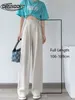 Pantalon Femme Costume Femmes Bouton Solide High West Wide Blanc Mode Bureau Formel Été Couture 2023