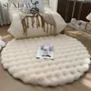 Luxo falso coelho pele circular tapetes de cabeceira para o quarto simples fofo pelúcia crianças meninas sala área tapetes decoração casa 231220