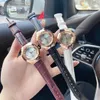 Montres-bracelets de marque complète pour femmes et filles, cadran floral, bracelet en cuir, Quartz, luxe, Logo, horloge Di36