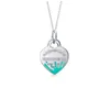 Designermärke TIFFAYS 925 Sterling Silver Splashed Ink Flower Heart-Shaped Emamel Halsband Niche Fashion CollarBone Chain Gift