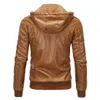 Fourrure pour hommes Fausse Fourrure Casual Moto Veste En Cuir Hommes Hiver Polaire Chaud PU Veste Vintage À Capuche Hommes Faux Cuir Bomber Manteau Hommes Vêtements S-3XL 231220