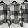 Men's Sweaters SweatersB Men Sweater Grey Casual Mohair 4-Bar Striped Design Vintage Top Quality Women Pullover Winter Slim Ladies