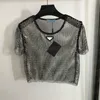 Bling Rhinestone Tişörtleri Tees Mektup Rozeti Kırpılmış Üstler Kadınlar Moda Seksi Bayanlar