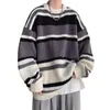 Men's Sweaters Men Color-blocked Sweater Warm Knitted Japanese Style Colorblock Thick Pullover with Long