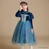 Girl's Dresses Winter Dress Little Girl Velvet Blue Children's Dress Table Tennis Sequins Halloween Clothing Children's Ball Dress Evening 3 to 10 Years