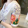 Frauen Blusen Plus Größe OL Büro Frauen Tops Und Bluse Vintage Kurzarm Chiffon Druck Blusas Mujer De Moda 2023 elegante Sommer