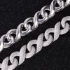 Yu Ying Sterling Silver Iced Out Collier 13 mm de large Gra Moishnite Diamond Infinite Cuban Link Chain pour Hiphop