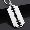 Titanium Steel Fashion Razor Blades Pendant Halsband Punk Rock Men smycken Cool Shaver Necklace For Party Gift307Q