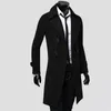 Men's Trench Coats Long Coat Male Men Streetwear Solid Color Stylish Thick Pure Jacket