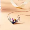 Chaînes Silver Angel Wing Heart Collier Crystals pour femmes Girl Guardian Pendant Bijoux Donny285