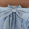 Herenvesten TWOTWINSTYLE Patchwork Strik Denim Damesjas Opstaande Kraag Lange mouw Vintage Ruches Jassen Voor Vrouwelijke Mode Kleding 231219