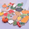 Charms 21Pcs Vegetable Series Alloy Enamel Cute Pendant For DIY Earring Necklace Bracelet Jewelry Ornament Metal Accessory Party