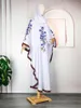 Ethnic Clothing African Dresses For Women Abaya Ramadan Muslim White Hijab Abayas Embroidered Flowers Long Dress Wedding Party Gown Africa