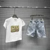 Marque Baby Tracksuit Designer Kids Casual Cost Taille 100-160 Summer Child T-shirt and Logo Imprimé Denim Shorts Dec10