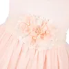 Robes de fille flofallzique filles robe tutu écharcation de couleur solide avec ceinture de fleur de perle pour le mariage de la fête de Pâques de Noël