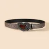 Bälten präglade Western Belt Cowboy Graved Flower Vintage Heart Buckle Drop