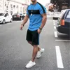 Erkek Tişörtleri Gevşek Fiting Spor 3D Baskılı Yelek Set Basılı Takım