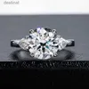 Pierścień Solitaire S925 Silver 4,6 ct moissanite Pierścień Trzy kamienne zaręczyny Wedding Fine Jewelryl231220