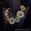 Cadenas Vintage Moda York Corte Estilo Vidrio Hoja de oro Azul Girasol Collar Tendencia Temperamento