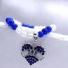 Charm armband anpassad acceptera mode blå och vita pärlor grekiska brev zeta phi beta zphib sorority presentmedlem souvenir smycken