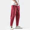 Keten Pantolon Erkekler Yaz Günlük Harem Street Giyim Sporları Geleneksel Çin Retro Pantolon Pantalons Homme 231220