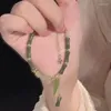 Link Bracelets 2pcs Olive Green Bamboo Joint Bead Bracelet Retro Chinese Friendship For Women