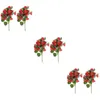 Dekorativa blommor 6 datorer Simulerade jordgubbar matbordstillbehör Filial Festival Hemdekor DIY PVC Desktop Decors Brudtillbehör