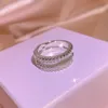 Pierścionki ślubne D Color VVS1 Vintage podwójne rzędowe pierścionki zaręczynowe dla kobiet Real 100% 925 Srebrne pierścienie Zespół Prezent Fine Jewelry Prezent 231219