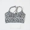 Lu Leopard Yoga Soft Bra Kobieta Tops Seksowne podwójne paski na ramię Kobiety Backless Sport Bra Odłączona klatka piersiowa Lopard Sport Bra