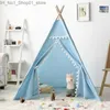 Игрушечные палатки Портативные детские детские палатки Tipi Play House Дети хлопковые холст индийский вигвам ребенок маленький пляжный комната подарка на день рождения Q231220