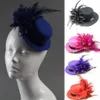 20 pièces couleurs mélangées Mini chapeau pince à cheveux plume Rose haut casquette dentelle fascinateur accessoire de Costume la coiffure de la mariée Plume207b