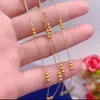 Chaînes véritable pur 18 carats chaîne en or jaune femmes cadeau chanceux brillant perles o lien collier 44 cm